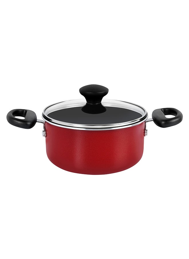 Prestige 12-Piece Aluminium Non Stick Interior Durable & Light Weight Cookware Set Includes 14cm Saucepan With Lid, 18cm Sauce Pot With Lid, 24cm Dutch Oven With Lid, 20cm Fry Pan, 24cm Fry Pan, 4Pieces Kitchen Tools Red  - Image 4