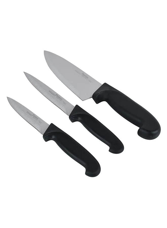 Prestige 3-Piece Knife Set Includes 1xChef Knife 15cm, 1xUtility Knife 11cm, 1xParing Knife Silver/Black 9cm