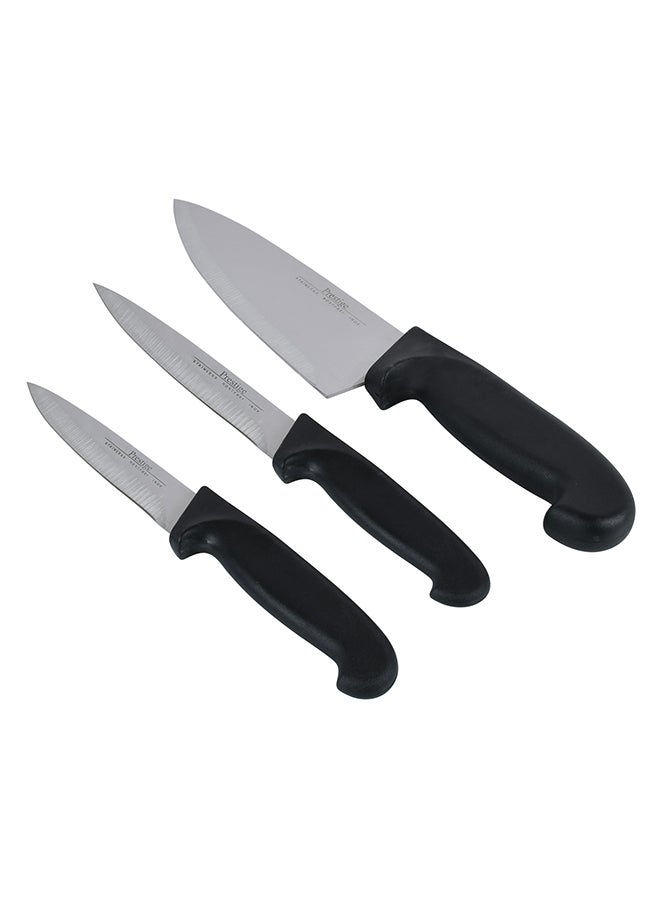 Prestige - 3-Piece Knife Set Includes 1xChef Knife 15cm, 1xUtility Knife 11cm, 1xParing Knife Silver/Black 9cm - Image 1