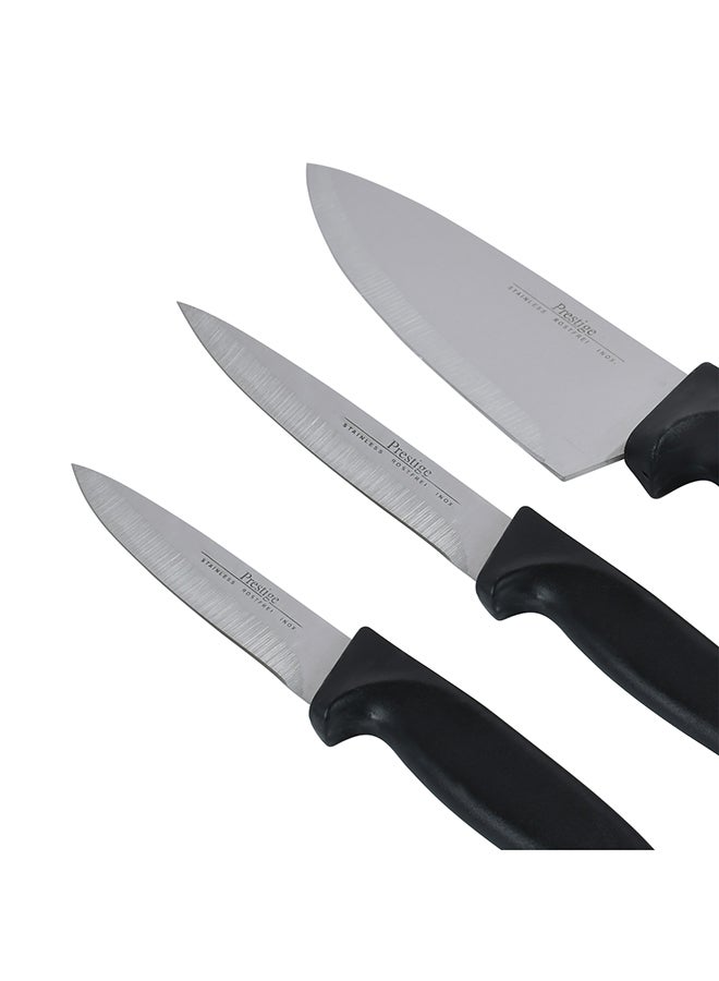Prestige - 3-Piece Knife Set Includes 1xChef Knife 15cm, 1xUtility Knife 11cm, 1xParing Knife Silver/Black 9cm - Image 1