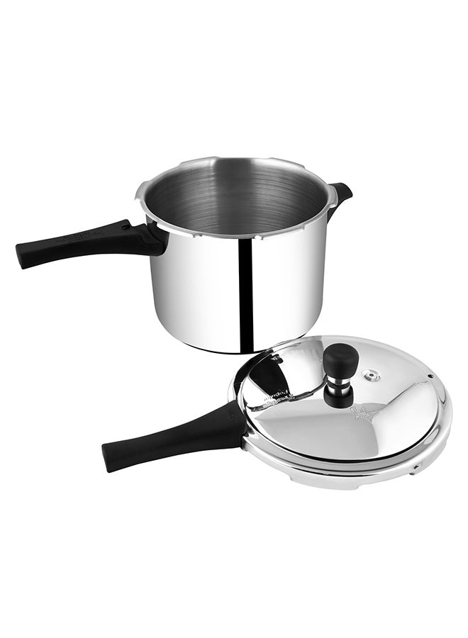 Popular Stainless Steel Pressure Cooker with 4.5 mm Thick Alpha Base and Induction Compatible and with sturdy handles Silver 5Liters - v1663576137/N32619974A_2