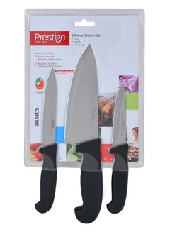 Prestige 3-Piece Knife Set Includes 1xChef Knife 15cm, 1xUtility Knife 11cm, 1xParing Knife Silver/Black 9cm  - Image 1