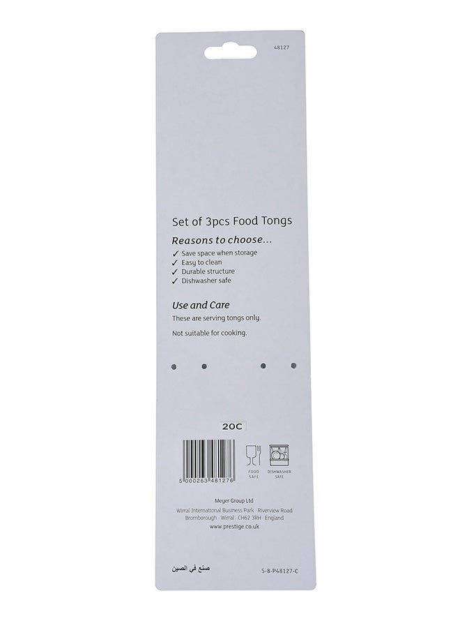 Prestige 3-Piece Plastic Tongs Grey/Purple  - Image 2