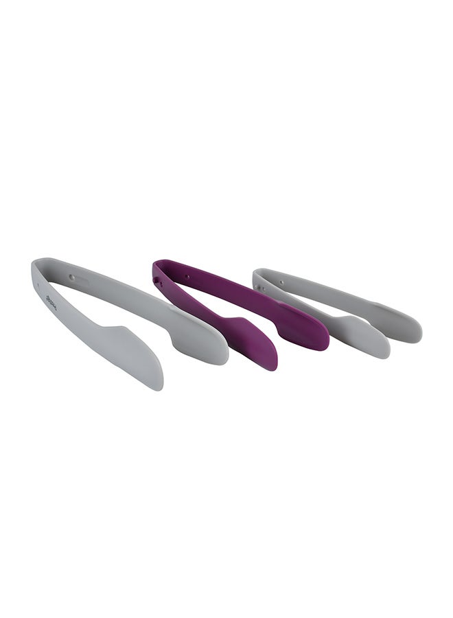 Prestige 3-Piece Plastic Tongs Grey/Purple  - Image 3