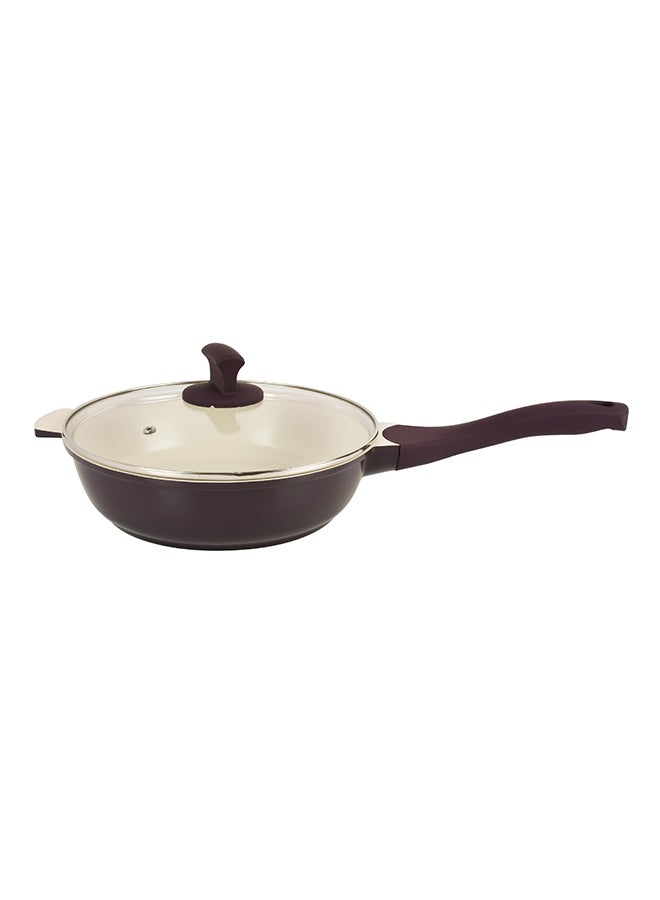 Prestige 9-Piece Ceramic Design Bakelite Handle With Soft Touch Non Slip Cookware Set Includes 2xCasseroles 26 cm, 20 cm, 1xSaute Pan 24 cm, 1xFrypan 24 cm, 2xTurner, 3xGlass Lids Purple 24cm  - Image 2