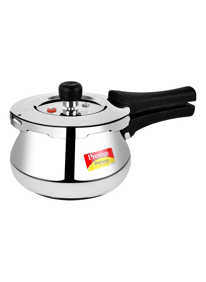 Stainless Steel Pressure Cooker Deluxe Alpha Svachh Baby Handi With Lid Black/Silver 2Liters 