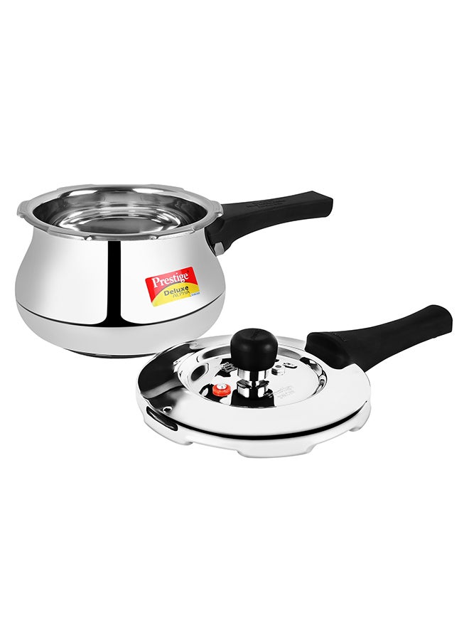 Prestige Deluxe Alpha Svachh Baby Handi Stainless Steel Pressure Cooker with Lid Black/Silver 2Liters  - Image 3