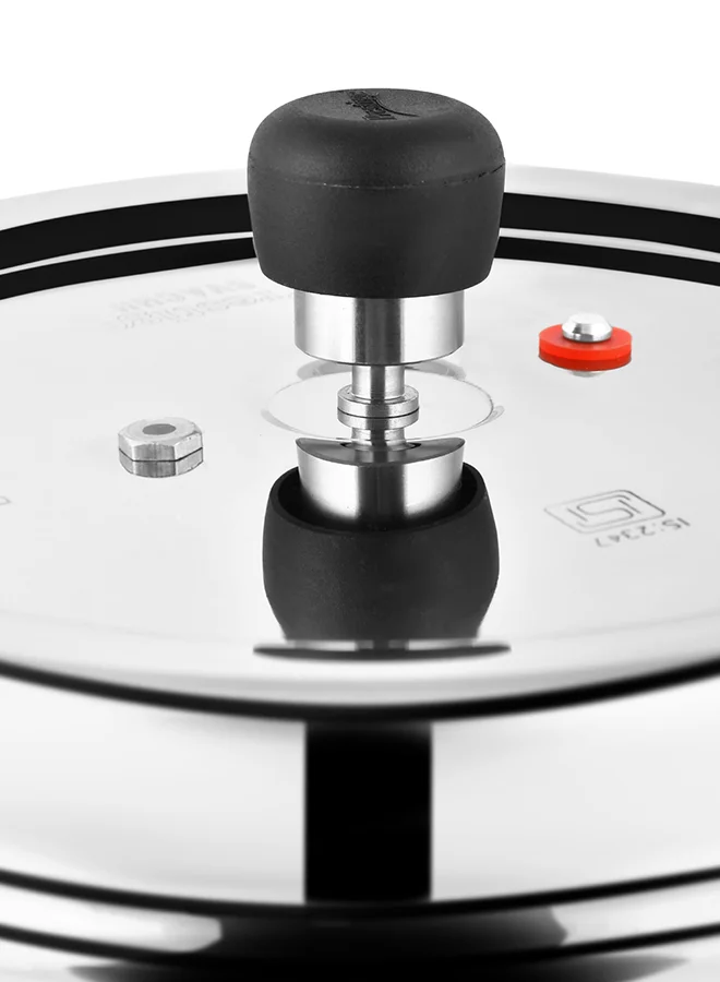 Prestige Deluxe Alpha Svachh Stainless Steel Pressure Cooker | Sturdy Handles | Cool Touch Weight | Induction Compatible Silver 6.5Liters