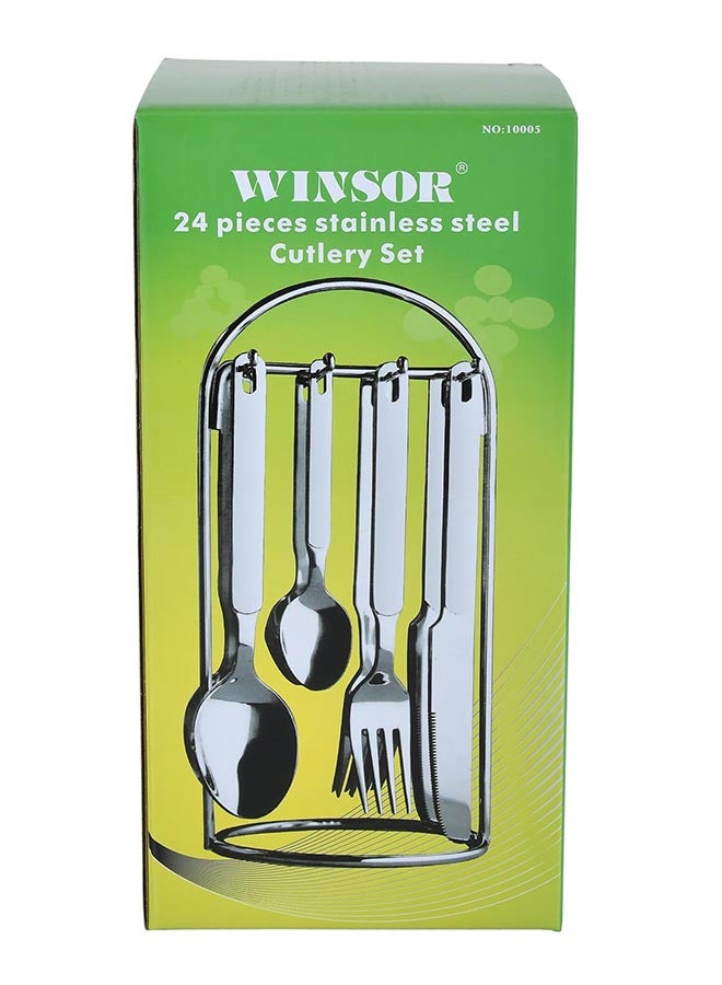 24-Piece Stainless Steel Cutlery Set Silver 24x13cm - v1663576163/N40027977A_7