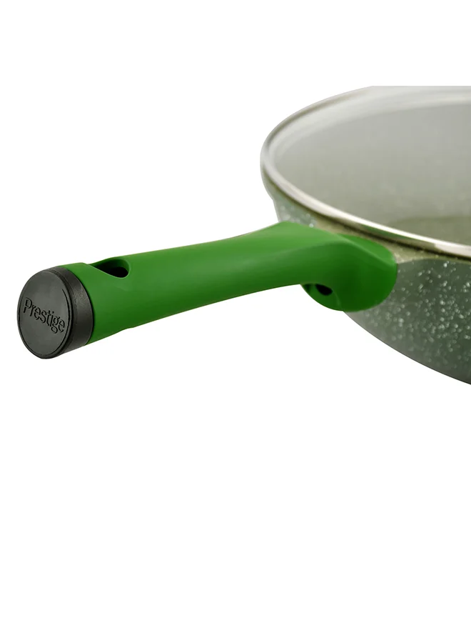 Prestige Granite Non-Stick Aluminium Wok Pan With Lid Green 32cm