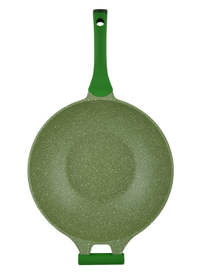 Prestige Granite Non-Stick Aluminium Wok Pan With Lid Green 32cm  - Image 4