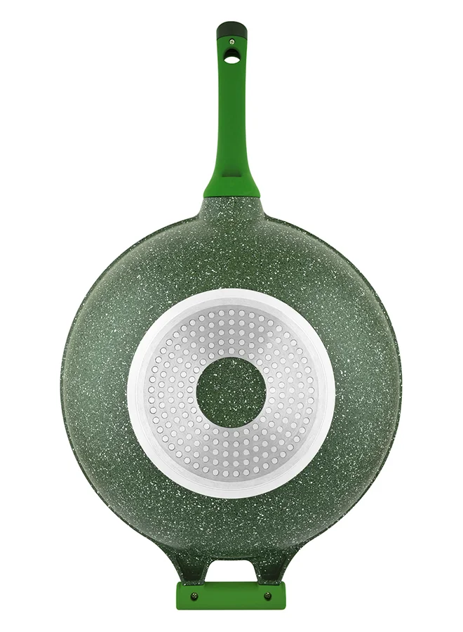 Prestige Granite Non-Stick Aluminium Wok Pan With Lid Green 32cm