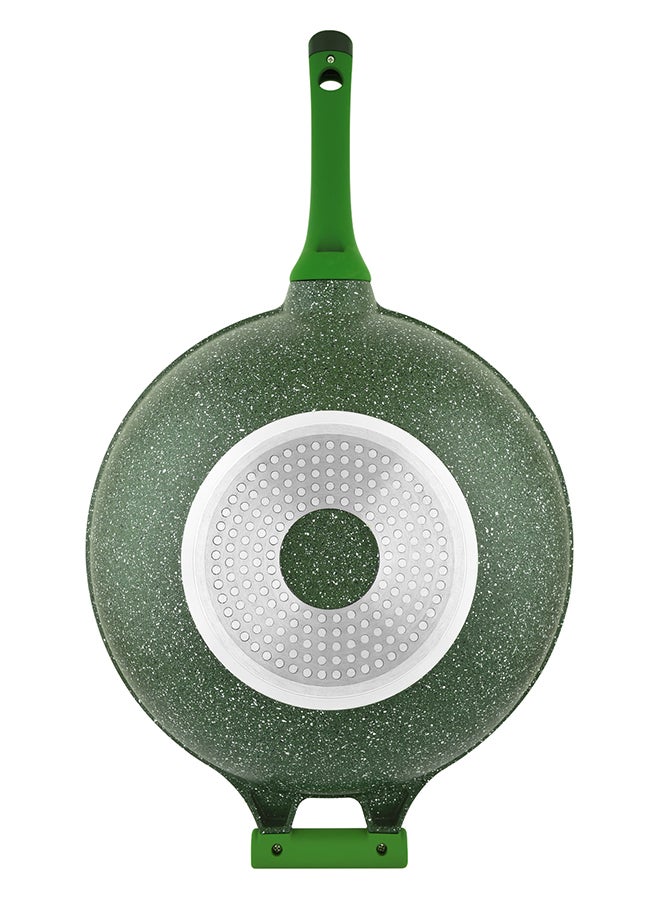 Prestige Granite Non-Stick Aluminium Wok Pan With Lid Green 32cm  - Image 5