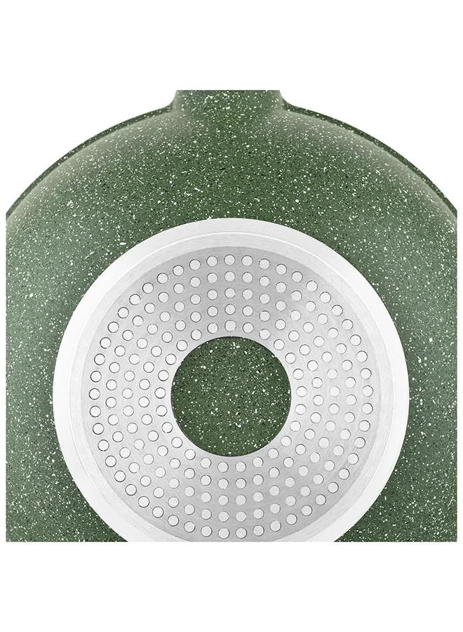 Prestige Granite Non-Stick Aluminium Wok Pan With Lid Green 32cm
