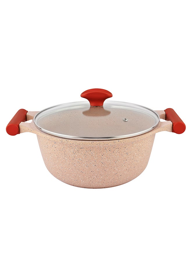 Prestige 12-Piece Granite Non-Stick Aluminium Essentials Gas Stovetop Compatible Cookware Set Includes 1xCasserole With Lid 20cm, 1xCasserole With Lid 24 cm, 1xCasserole With Lid 26 cm, 1xCasserole With Lid 28 cm, 1xFrying Pan 24 cm, 3x Cooking Tool Pink  - Image 2