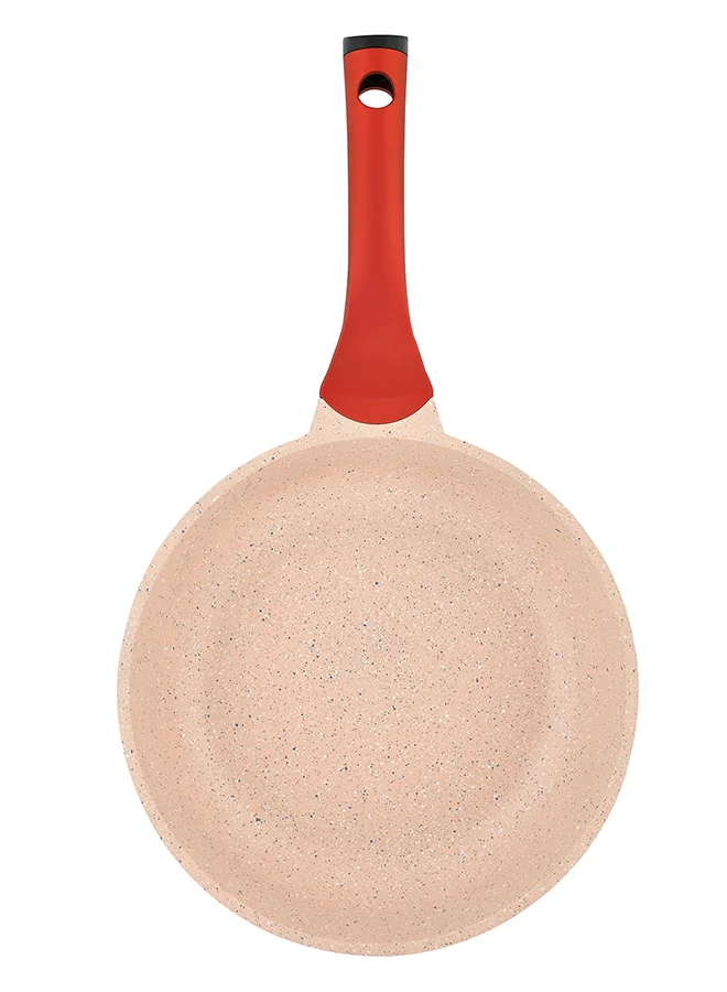 Prestige 12-Piece Granite Non-Stick Aluminium Essentials Gas Stovetop Compatible Cookware Set Includes 1xCasserole With Lid 20cm, 1xCasserole With Lid 24 cm, 1xCasserole With Lid 26 cm, 1xCasserole With Lid 28 cm, 1xFrying Pan 24 cm, 3x Cooking Tool Pink