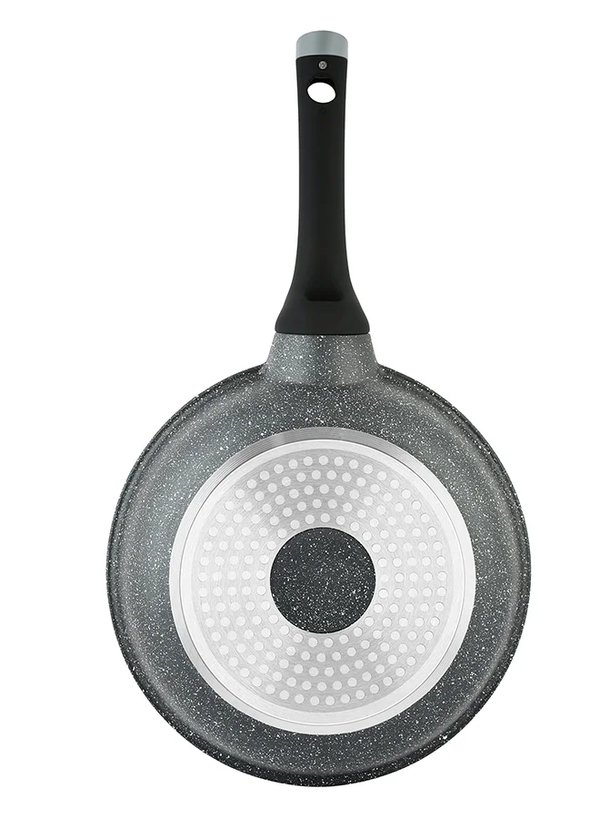 Prestige 12-Piece Granite Non-Stick Aluminium Essentials Induction Base Cookware Set Includes 1xCasserole With Lid 20cm, 1xCasserole With Lid 24 cm, 1xCasserole With Lid 26 cm, 1xCasserole With Lid 28 cm, 1xFrying Pan 24 cm, 3x Cooking Tool Black