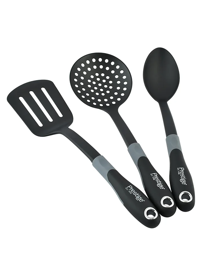 Prestige 12-Piece Granite Non-Stick Aluminium Essentials Induction Base Cookware Set Includes 1xCasserole With Lid 20cm, 1xCasserole With Lid 24 cm, 1xCasserole With Lid 26 cm, 1xCasserole With Lid 28 cm, 1xFrying Pan 24 cm, 3x Cooking Tool Black