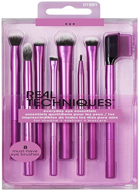 Real Techniques Enhanced Eye Set Eyeshadow & Eyeliner Makeup Brush Kit for Every Look Multicolour