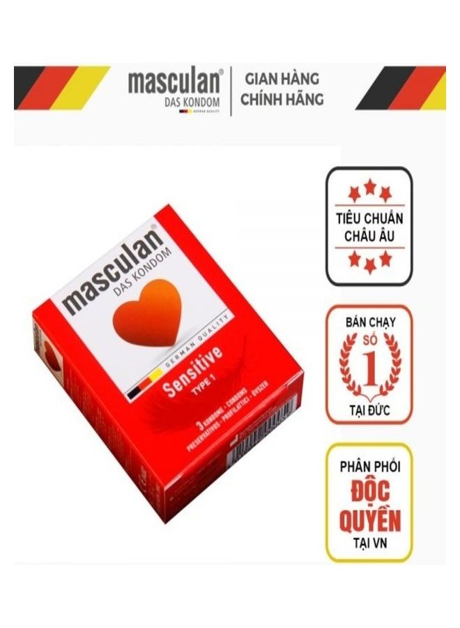 masculan 3-Pieces Sensitive Type 1 Condoms  - Image 2