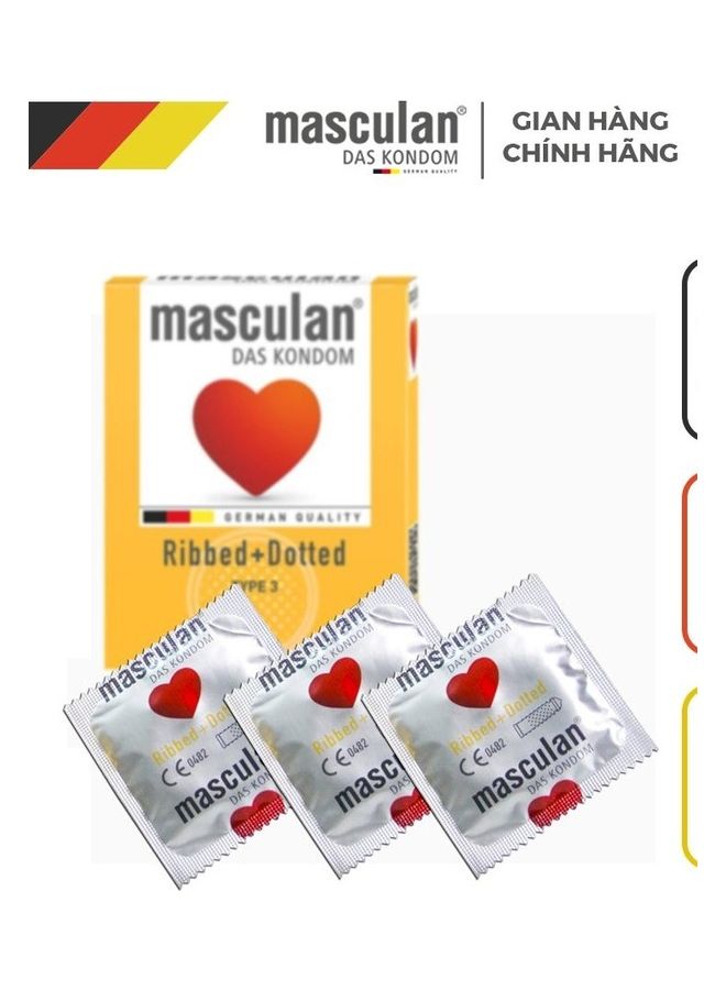 ماسكولان واق ذكري مضلع + محبب من 3 قطع - Image 2