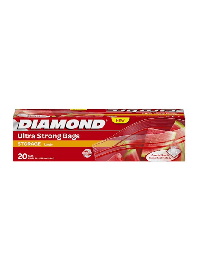 Diamond Ultra Strong Bags 20 Pieces Transparent 3.8Liters - Image 1