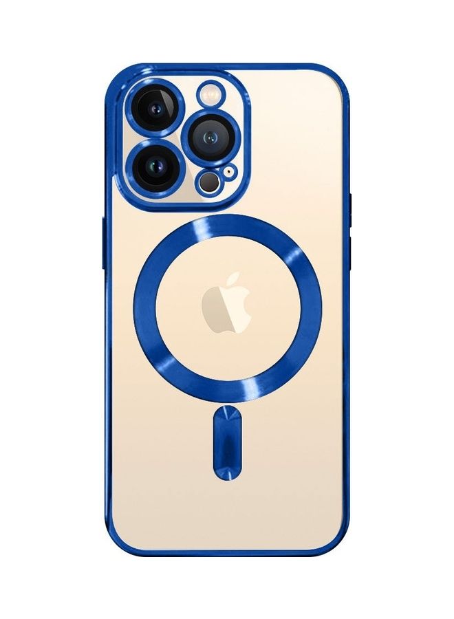 MARGOUN - iPhone 13 Pro Clear Case with MagSafe Wireless Charging Compatible Back Cover with Electroplating Shockproof Frame Blue - Image 1