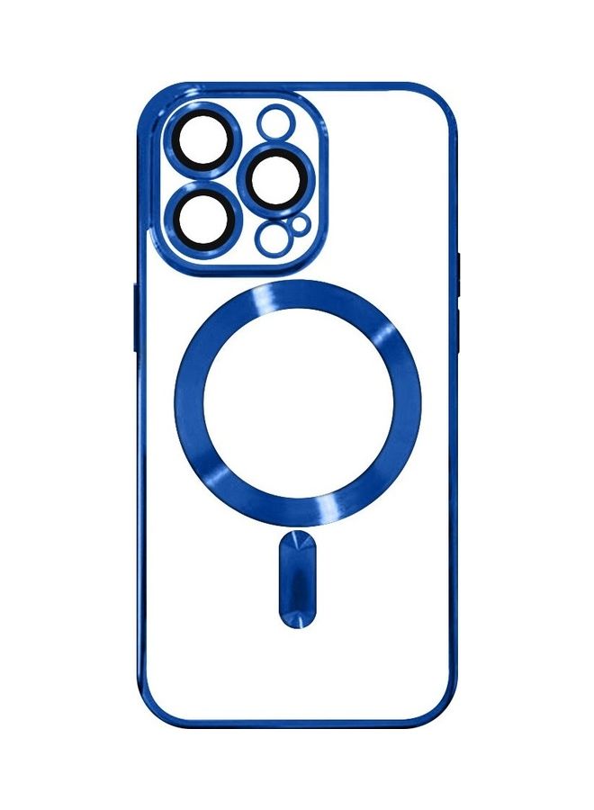 MARGOUN - iPhone 13 Pro Clear Case with MagSafe Wireless Charging Compatible Back Cover with Electroplating Shockproof Frame Blue - Image 1