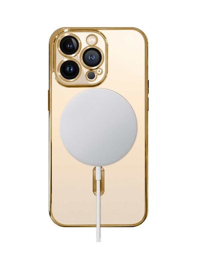 MARGOUN - iPhone 13 Pro Clear Case with MagSafe Wireless Charging Compatible Back Cover with Electroplating Shockproof Frame Gold - Image 1