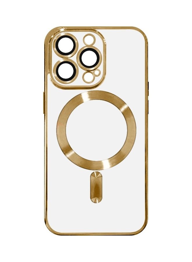 MARGOUN - iPhone 13 Pro Clear Case with MagSafe Wireless Charging Compatible Back Cover with Electroplating Shockproof Frame Gold - Image 1