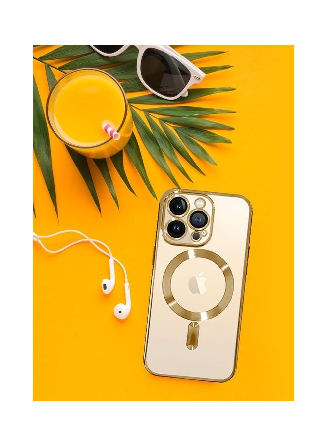 MARGOUN - iPhone 13 Pro Clear Case with MagSafe Wireless Charging Compatible Back Cover with Electroplating Shockproof Frame Gold - Image 1