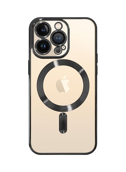 iPhone 13 Pro Max Clear Case with MagSafe Wireless Charging Compatible Back Cover with Electroplating Shockproof Frame Black Black