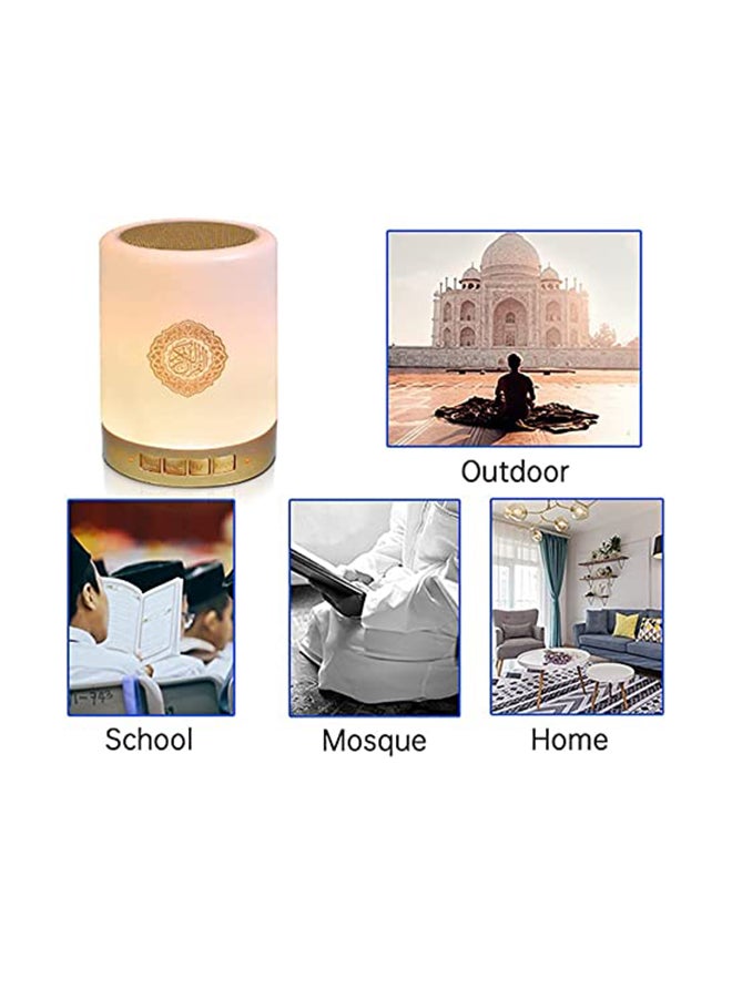 Generic Quran LED Lamp Bluetooth Speaker With Remote White/Gold  - Image 2