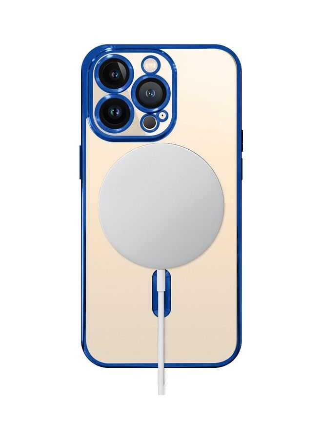 MARGOUN - iPhone 13 Pro Max Clear Case with MagSafe Wireless Charging Compatible Back Cover with Electroplating Shockproof Frame Blue - Image 1