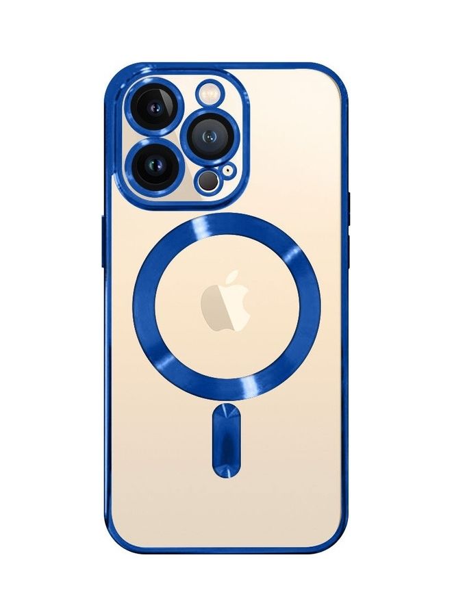 MARGOUN - iPhone 13 Pro Max Clear Case with MagSafe Wireless Charging Compatible Back Cover with Electroplating Shockproof Frame Blue - Image 1