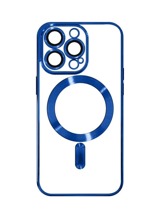 MARGOUN - iPhone 13 Pro Max Clear Case with MagSafe Wireless Charging Compatible Back Cover with Electroplating Shockproof Frame Blue - Image 1