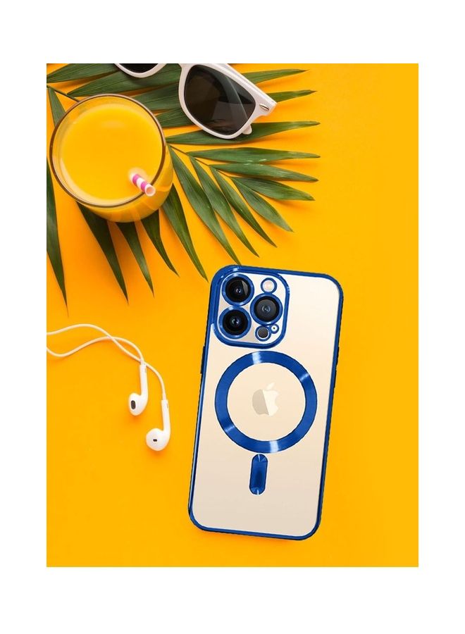MARGOUN - iPhone 13 Pro Max Clear Case with MagSafe Wireless Charging Compatible Back Cover with Electroplating Shockproof Frame Blue - Image 1