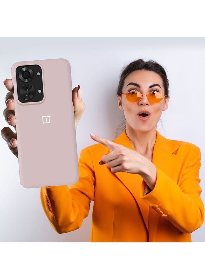 MARGOUN OnePlus Nord 2T Silicone Case Liquid Gel Soft Ultra Slim Shockproof Back Cover Full Body Protection 6.43 inch Pink Sand - Image 4