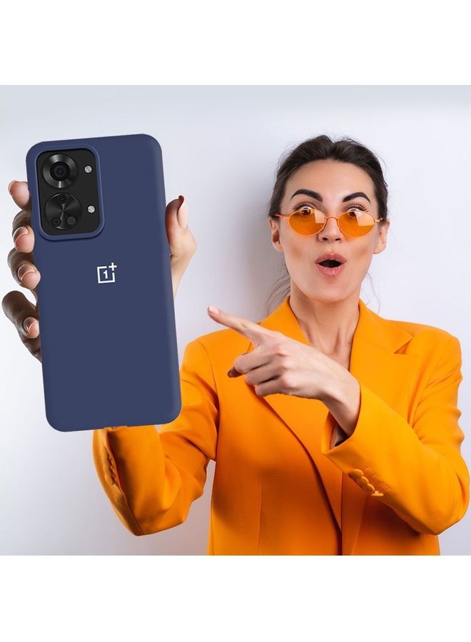 MARGOUN OnePlus Nord 2T Silicone Case Liquid Gel Soft Ultra Slim Shockproof Back Cover Full Body Protection 6.43 inch Blue - Image 4