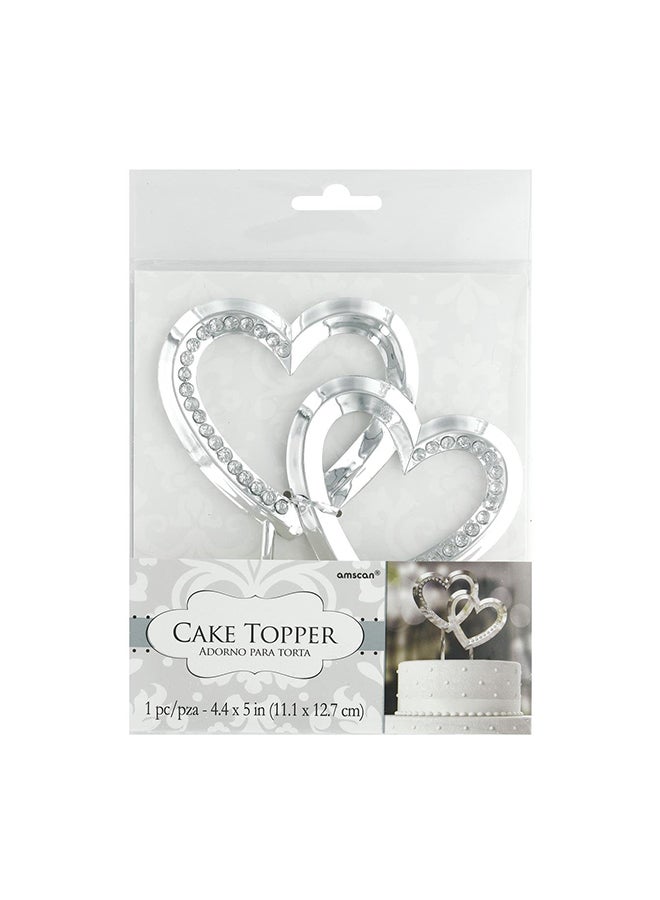 Heart Shape Cake Topper - Silver
