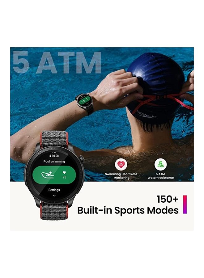 GTR 4 Smart Watch Android iPhone, Dual-Band GPS, Alexa Built-in, Bluetooth Calls, 150+ Sports Modes, 1.43”AMOLED Display Superspeed Black 