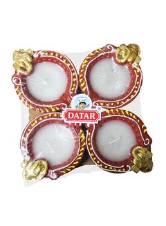 Fancy Waxed Diya Set Multicolor 4 Pieces Multicolour 15cm