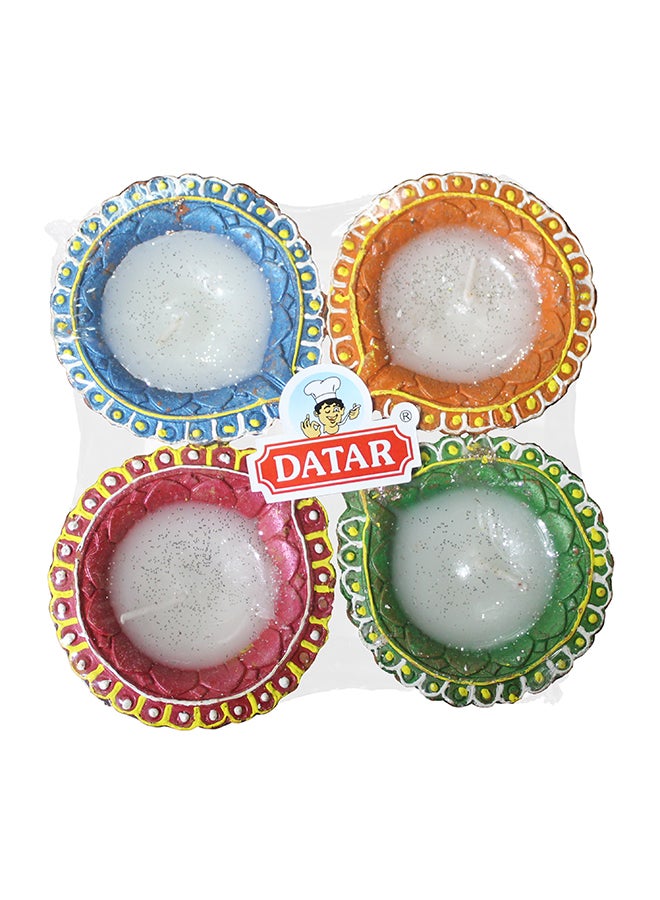 Datar - Fancy Waxed Diya Set Multicolor 4 Pieces Multicolour 15cm - Image 1