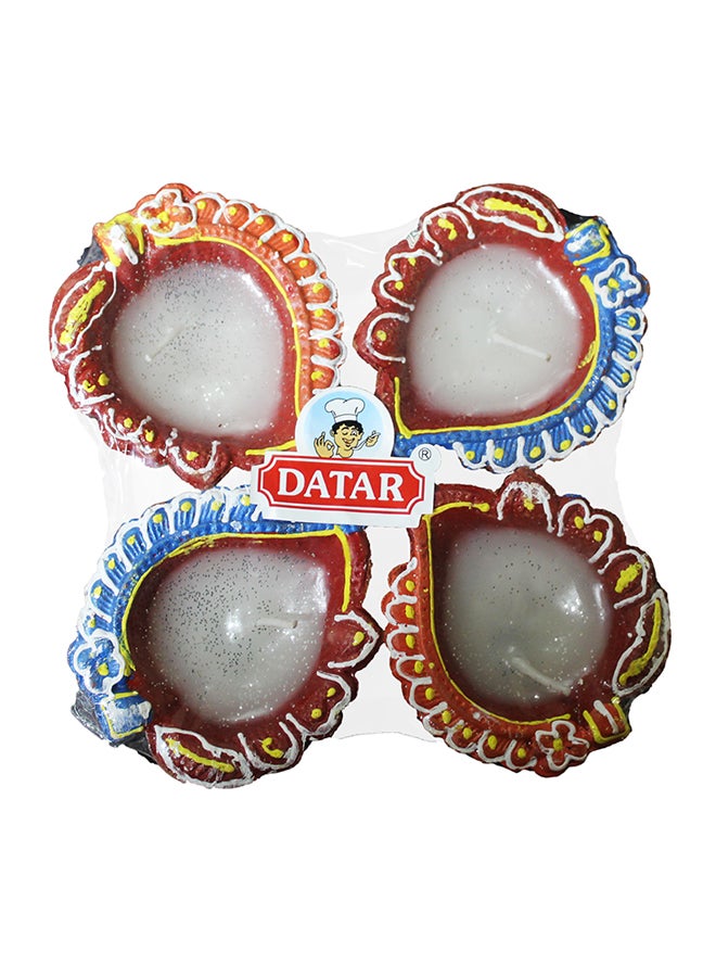 Datar - Fancy Waxed Diya Set Multicolor 4 Pieces Multicolour 15cm - Image 1