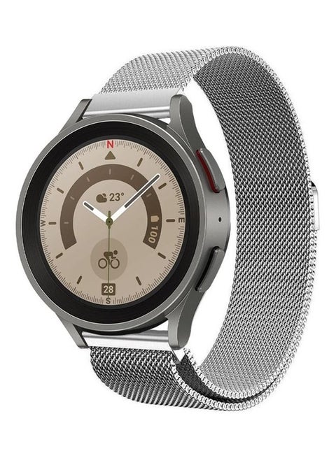 Samsung Galaxy Watch 5 / Galaxy Watch 5 Pro Band Milanese Stainless Steel Strap 20mm Compatible with Galaxy Watch5 (44mm/40mm) Galaxy Watch5 Pro (45mm) Silver