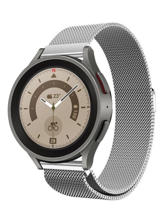 MARGOUN - Samsung Galaxy Watch 5 / Galaxy Watch 5 Pro Band Milanese Stainless Steel Strap 20mm Compatible with Galaxy Watch5 (44mm/40mm) Galaxy Watch5 Pro (45mm) Silver - Image 1