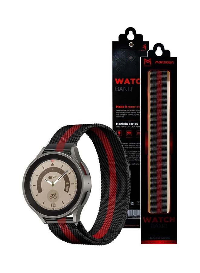 MARGOUN - Samsung Galaxy Watch 5 / Galaxy Watch 5 Pro Band Milanese Stainless Steel Strap 20mm Compatible with Galaxy Watch5 (44mm/40mm) Galaxy Watch5 Pro (45mm) Black/Red - Image 1