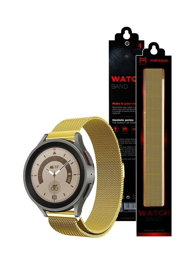 MARGOUN - Samsung Galaxy Watch 5 / Galaxy Watch 5 Pro Band Milanese Stainless Steel Strap 20mm Compatible with Galaxy Watch5 (44mm/40mm) Galaxy Watch5 Pro (45mm) Gold - Image 1