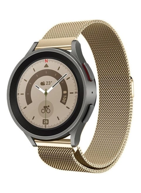 Samsung Galaxy Watch 5 / Galaxy Watch 5 Pro Band Milanese Stainless Steel Strap 20mm Compatible with Galaxy Watch5 (44mm/40mm) Galaxy Watch5 Pro (45mm) Vintage Gold