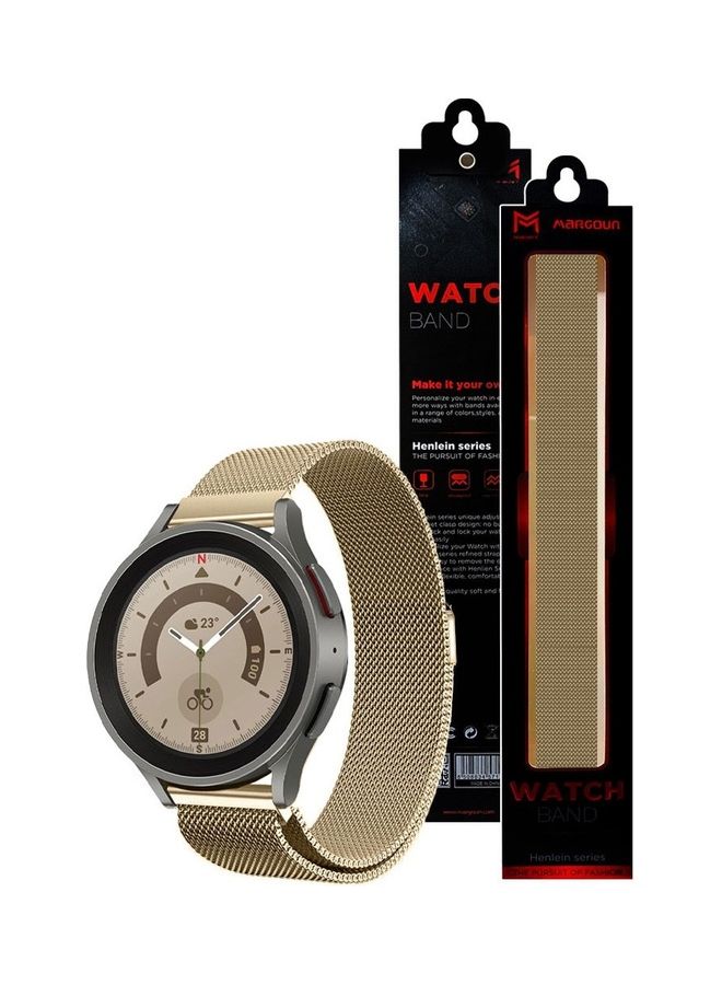 MARGOUN - Samsung Galaxy Watch 5 / Galaxy Watch 5 Pro Band Milanese Stainless Steel Strap 20mm Compatible with Galaxy Watch5 (44mm/40mm) Galaxy Watch5 Pro (45mm) Vintage Gold - Image 1